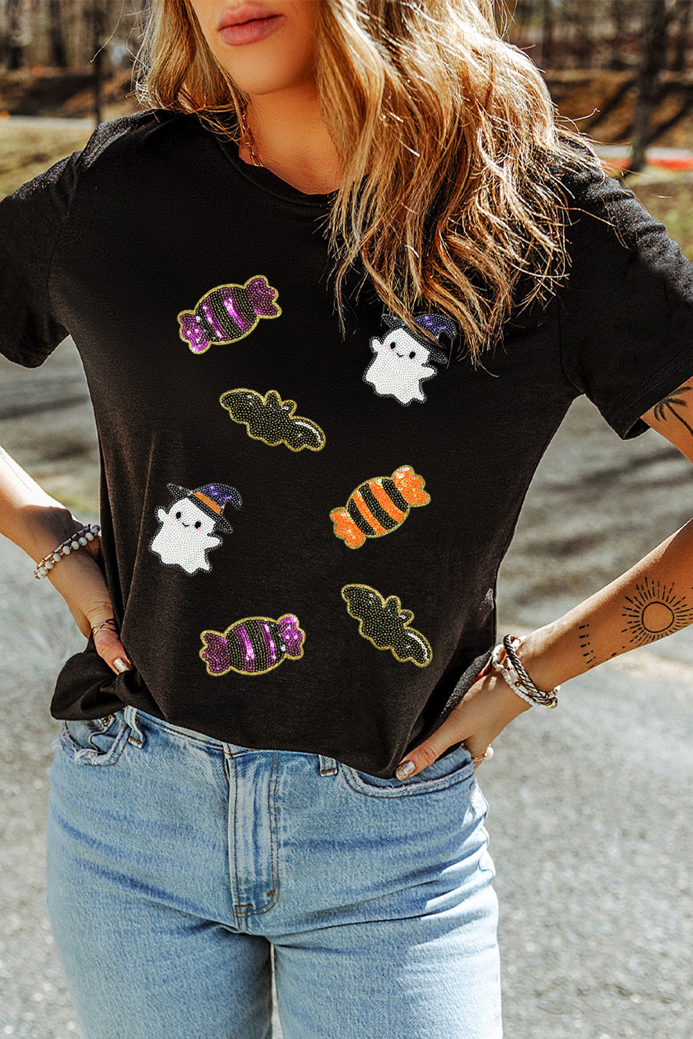 Sequined Halloween Spirit Tee