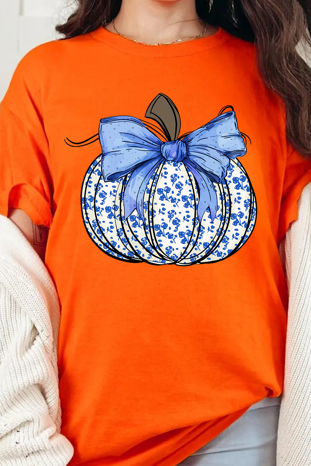 Floral Pumpkin Bow T Shirt