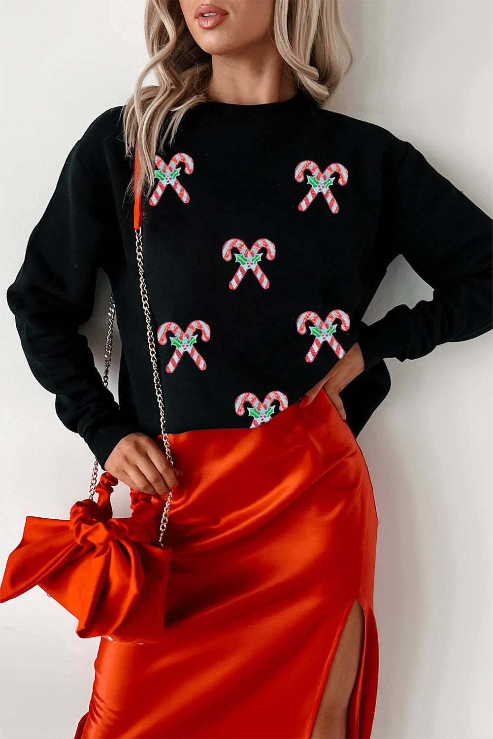 Black Candy Cane Sweatshirt