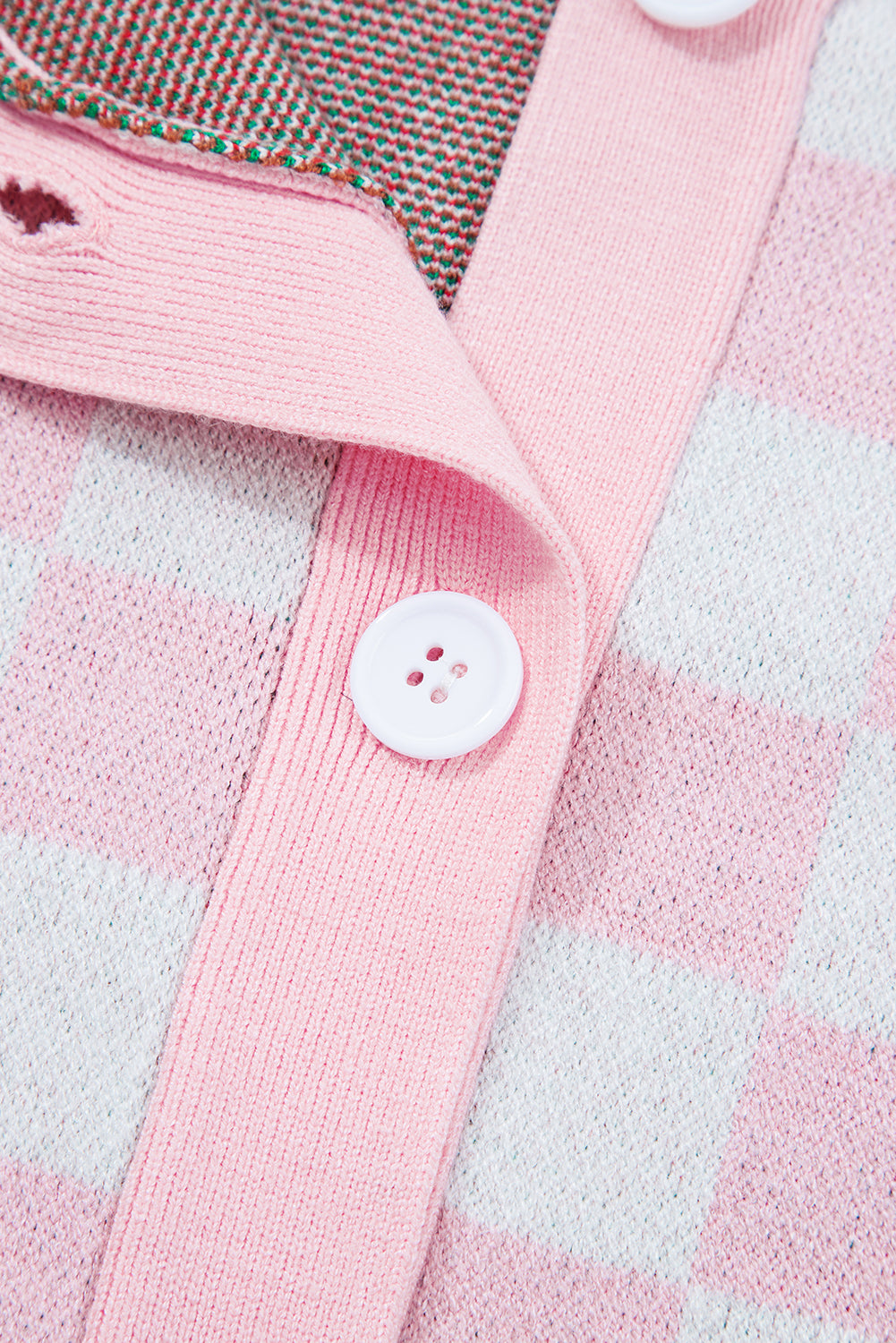 Checkered Christmas Tree Knit Cardigan
