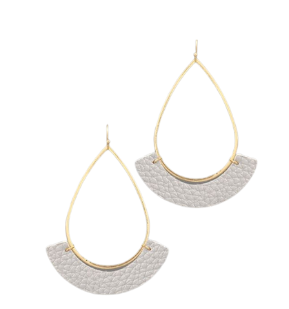 Fan Leather Teardrop Earrings