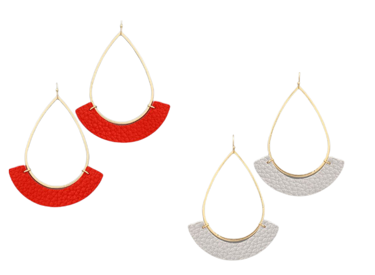 Fan Leather Teardrop Earrings
