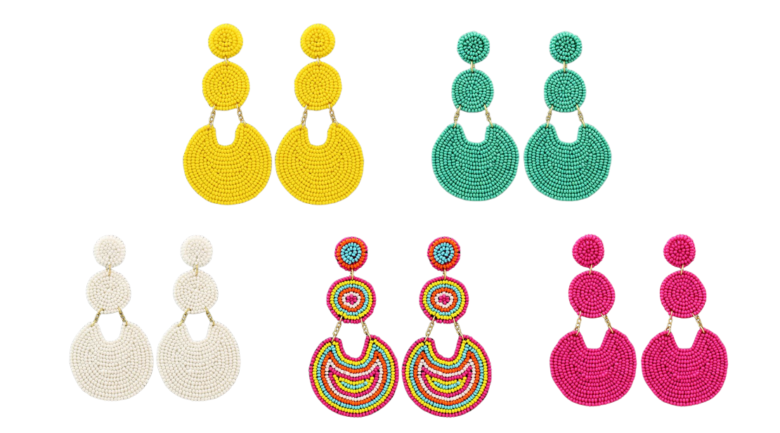 Bead Disk Link Earrings