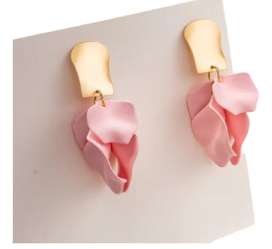 Color Coated Petal Fringe Earrings
