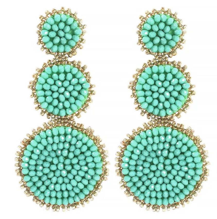 Handmade Rice Beads Geometric Earrings