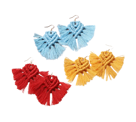 Bohemian Cotton Tassel Earrings