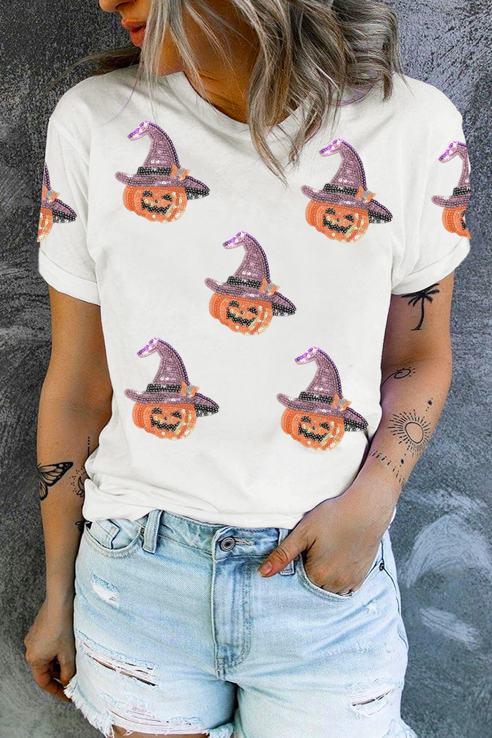 Pumpkin Witch Sequins Tee