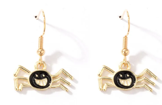 Halloween Golden Spider Earrings
