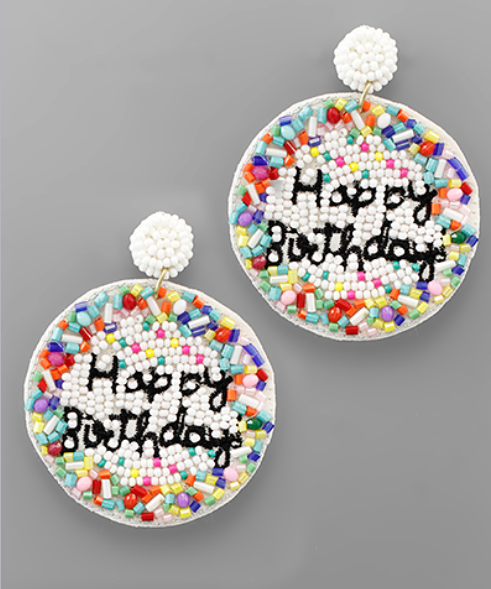 HAPPY BIRTHDAY Disk Earrings