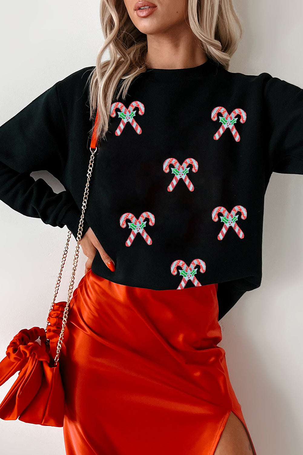 Black Candy Cane Sweatshirt