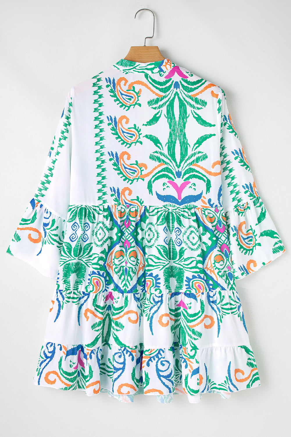Orange Boho Paisley Print Bracelet Sleeve Mini Dress