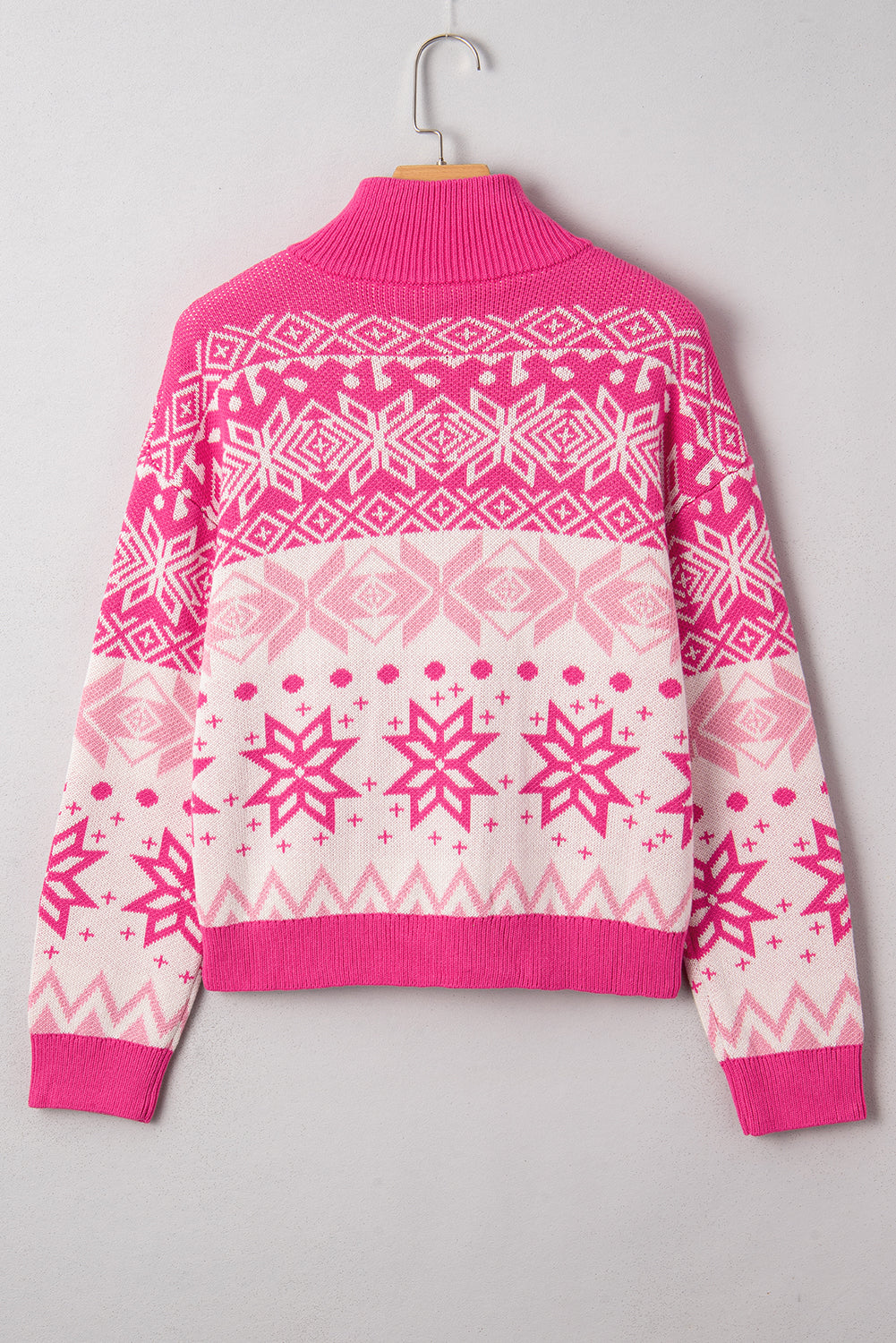 Rose Red Christmas Snowflake Collard Sweater