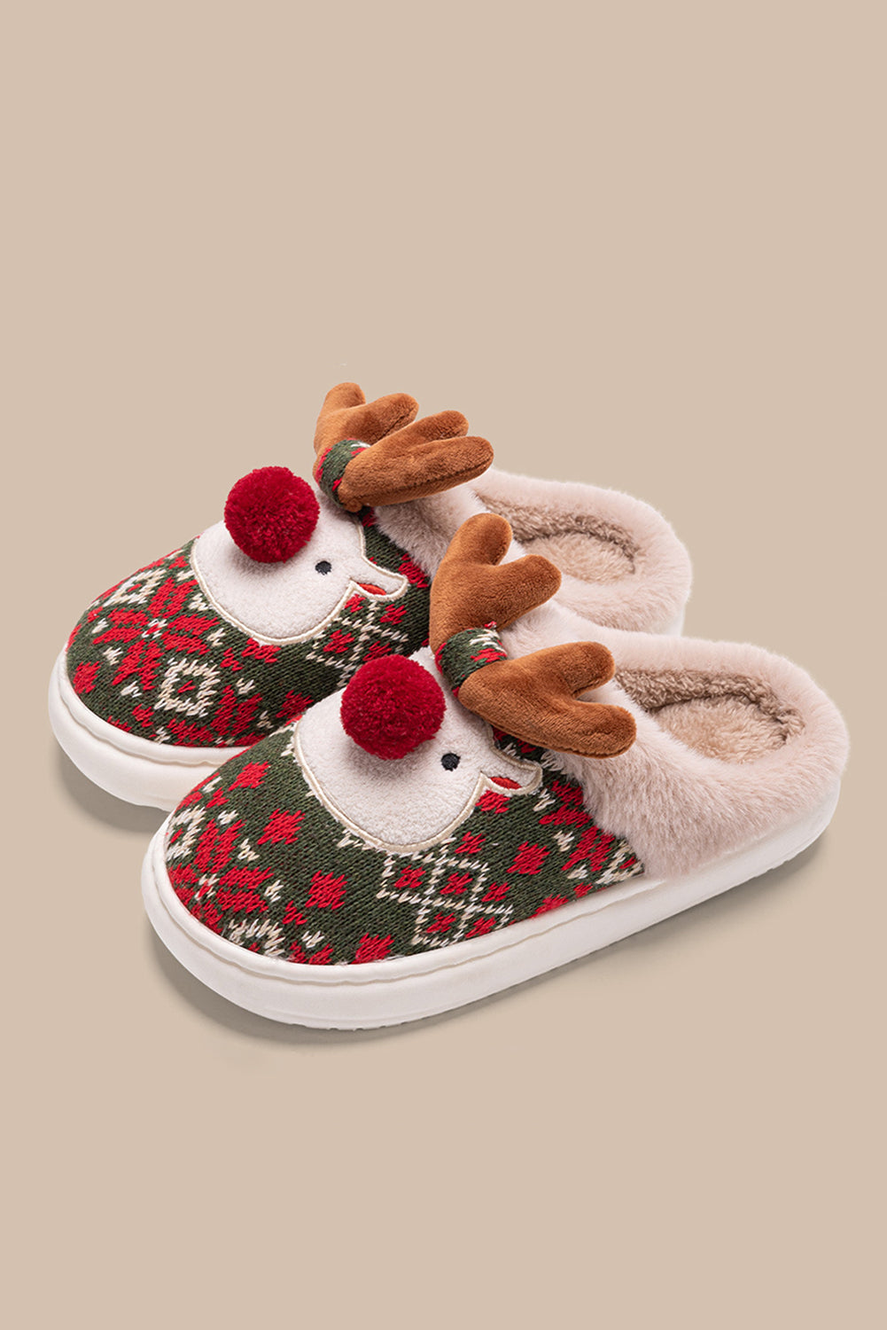 Christmas Reindeer Plush Home Slippers