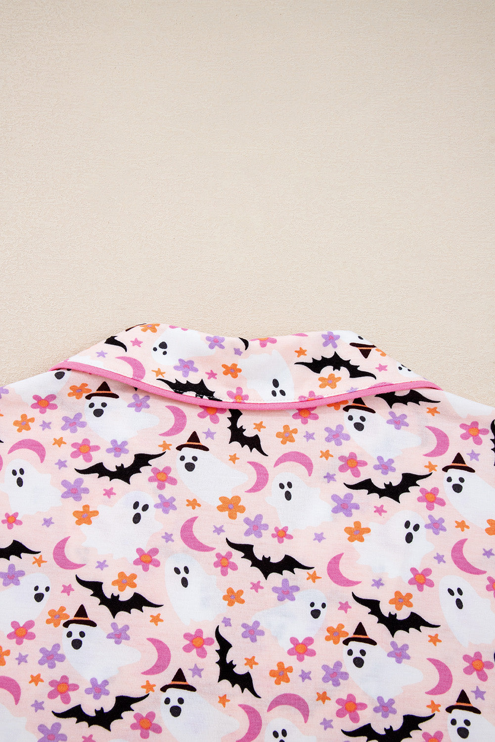 Pink Floral Halloween Ghost Long Pajama Set