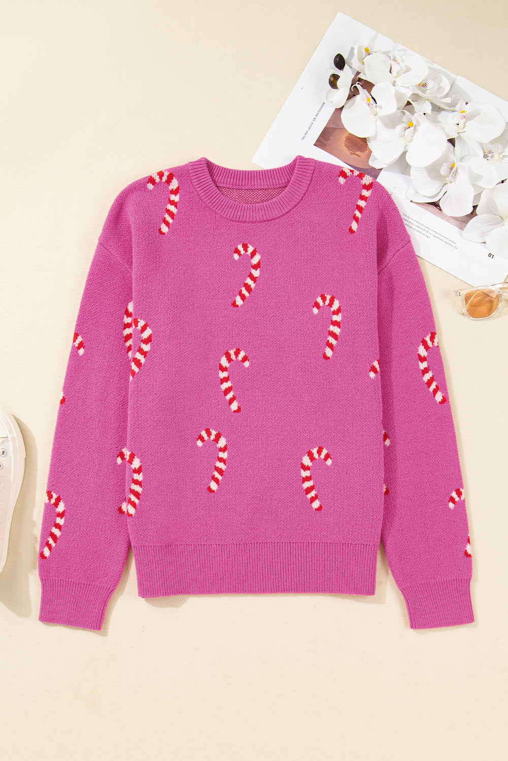 Pink Christmas Candy Cane Sweater
