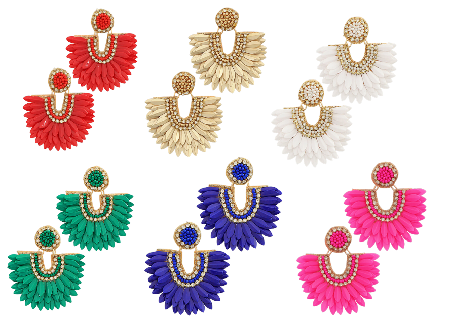 Sequin Bead Feather Earrings