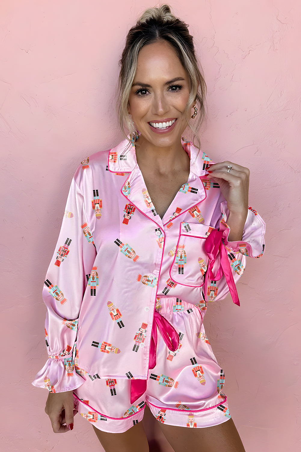 Pink Nutcracker Silk Pajama Set