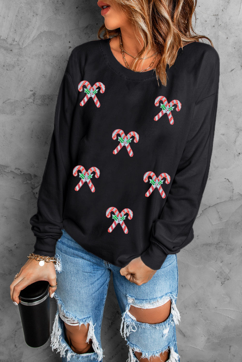 Black Candy Cane Sweatshirt