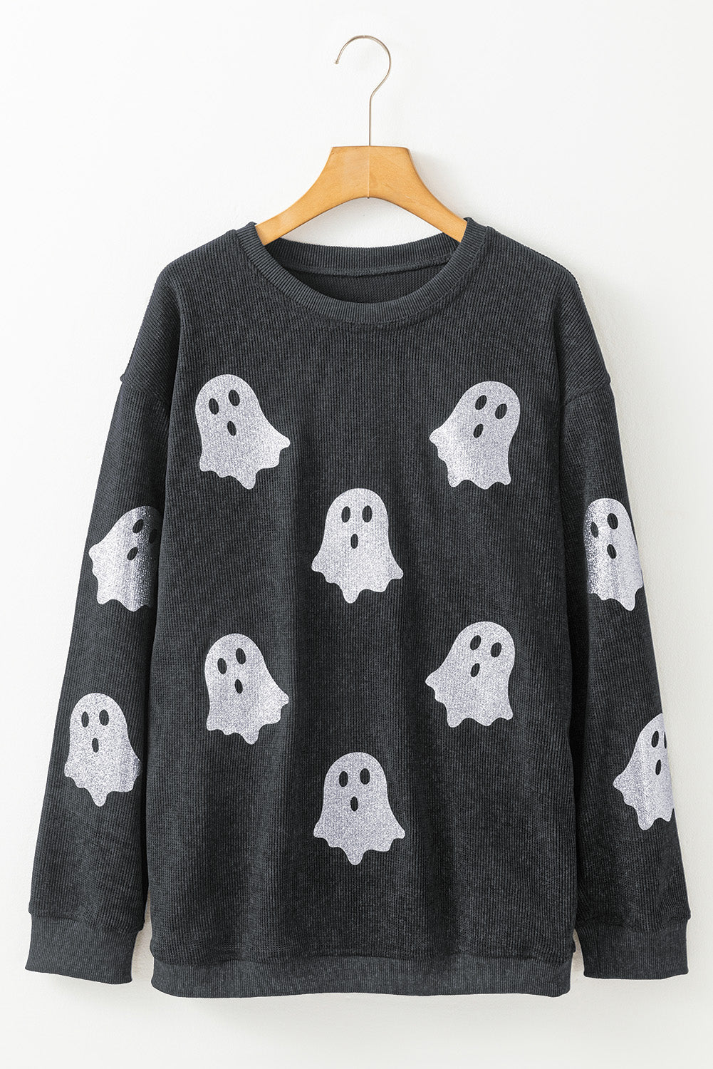 Glitter Halloween Ghost Corded Sweatshirt