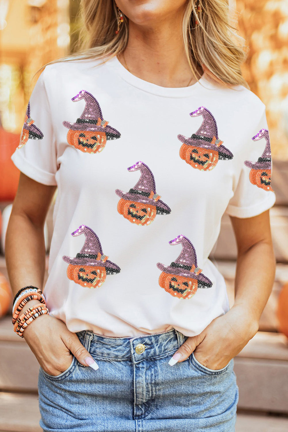 Pumpkin Witch Sequins Tee