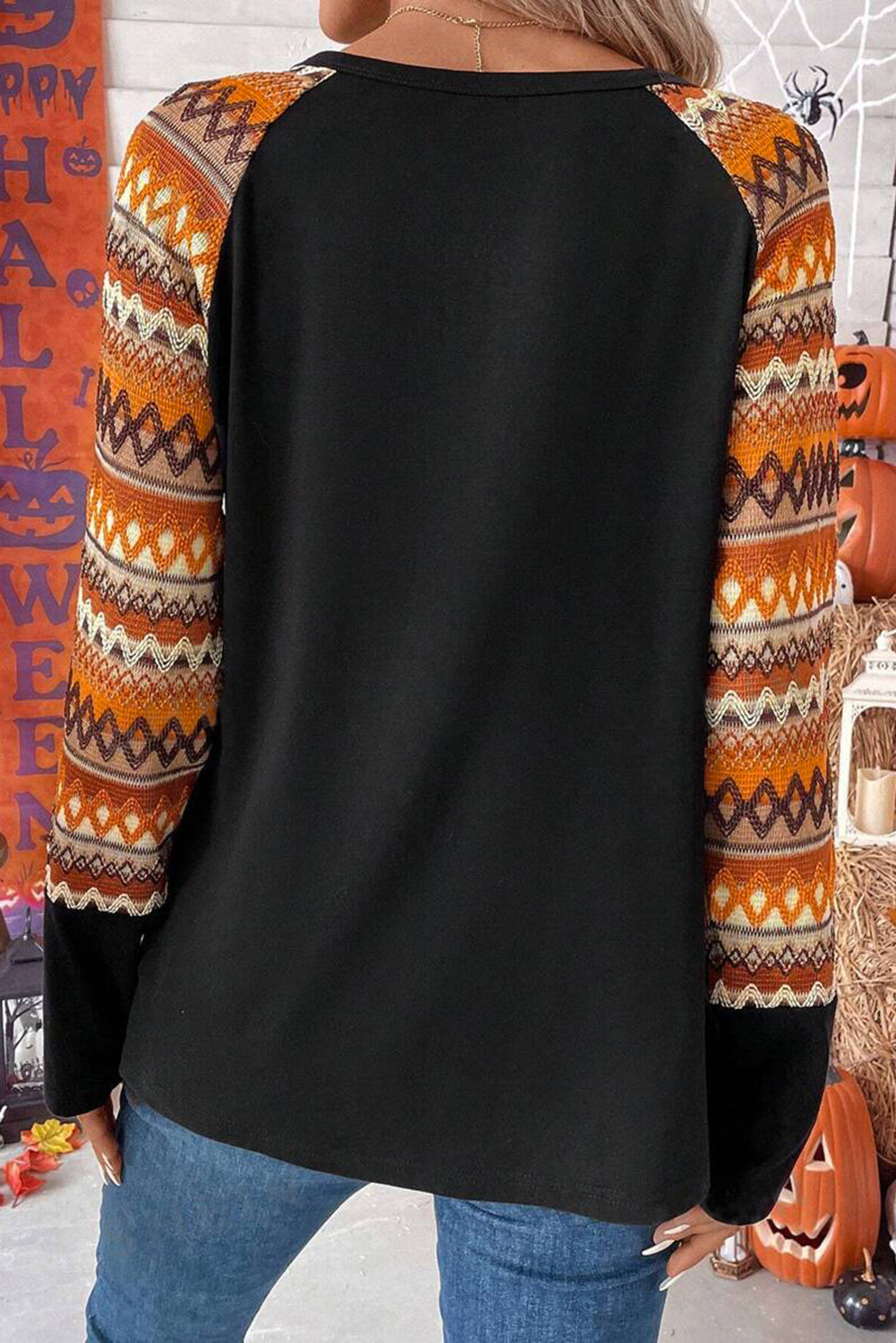 SPOOKY SEASON Sequins Long Sleeve Top