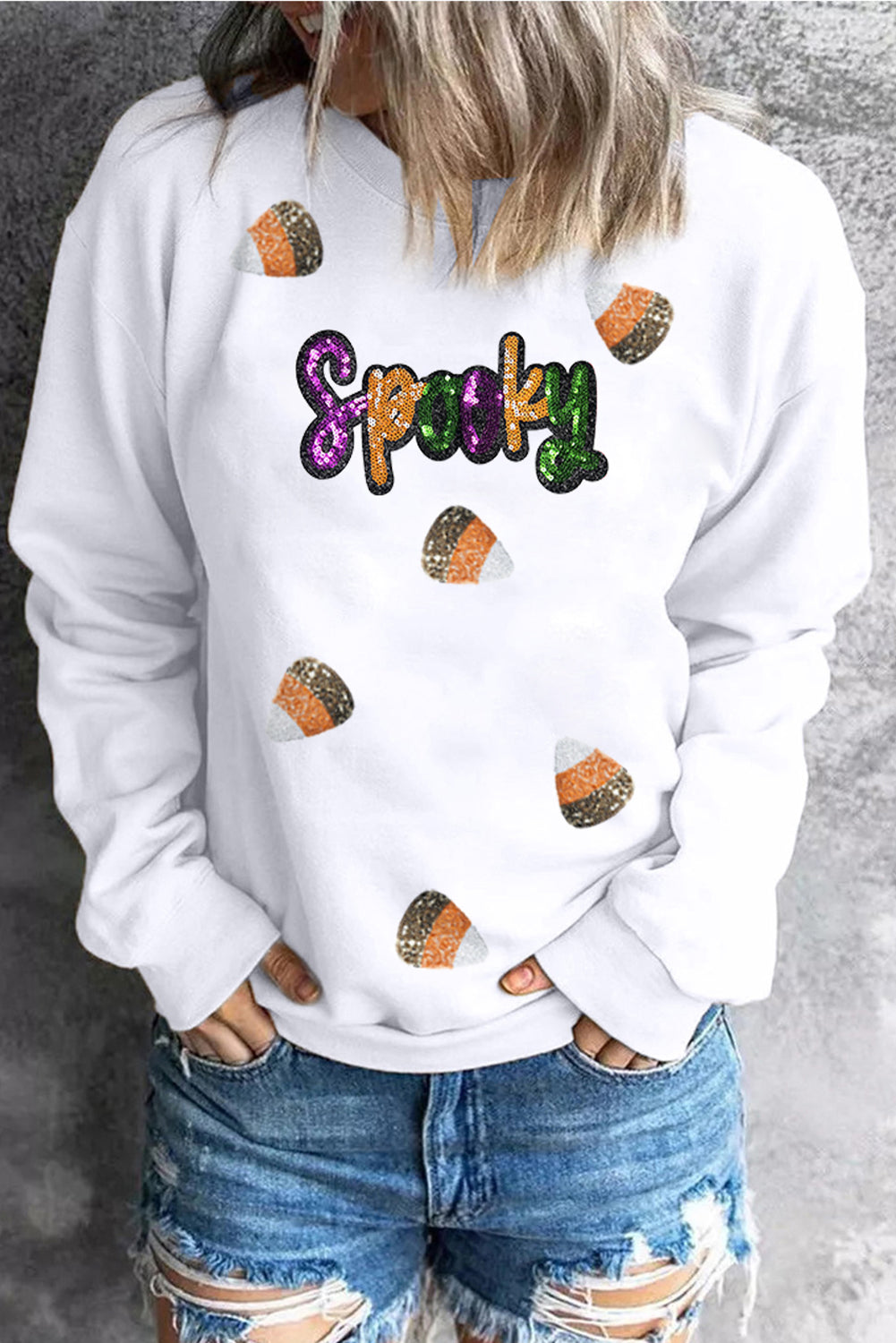 Spooky Halloween Sequins Sweatshirt