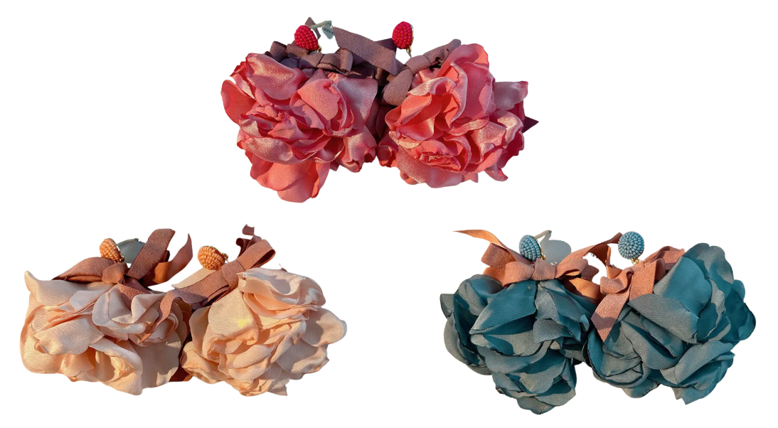 Flower Cloth Drop Earrings