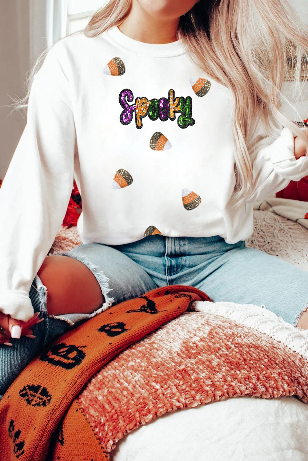 Spooky Halloween Sequins Sweatshirt