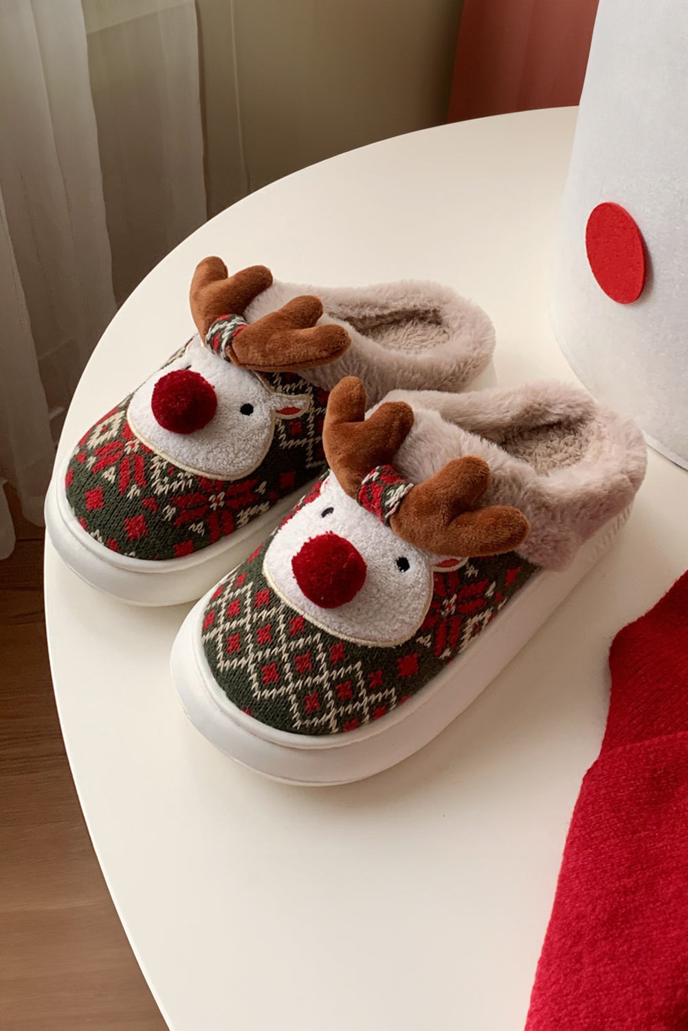 Christmas Reindeer Plush Home Slippers