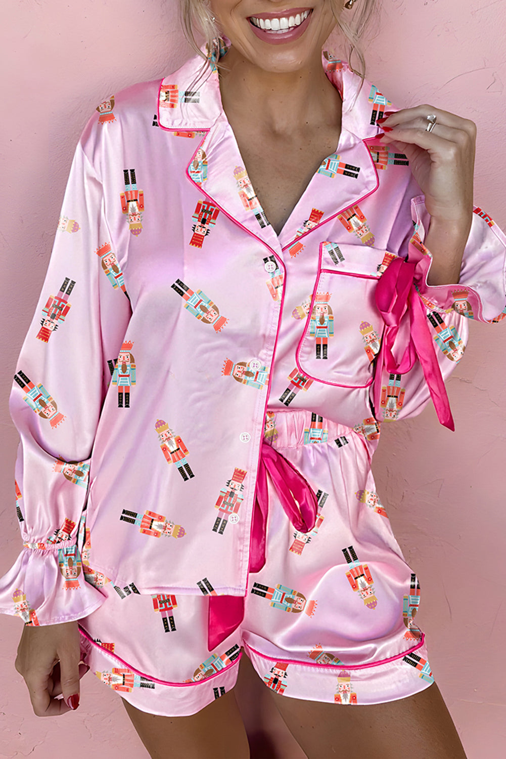 Pink Nutcracker Silk Pajama Set