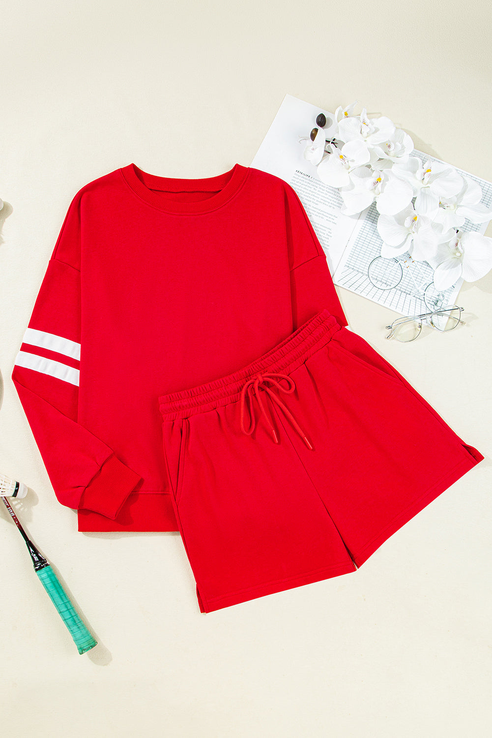 Varsity Striped Sweatshirt and Shorts Set