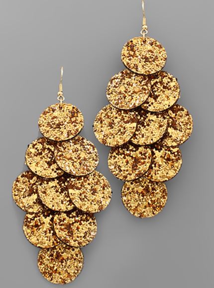 Glitter Disk Cascade Earrings