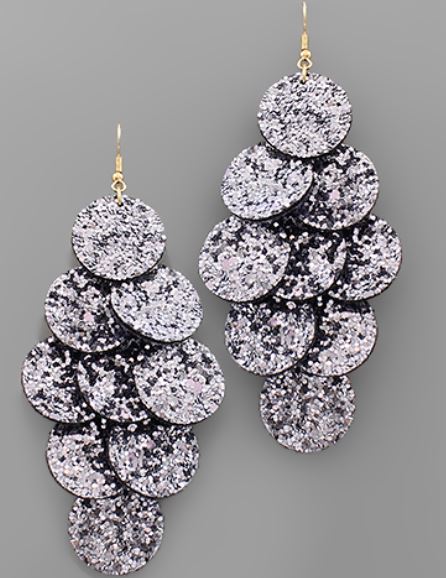 Glitter Disk Cascade Earrings