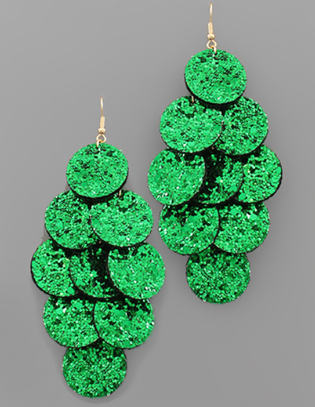Glitter Disk Cascade Earrings