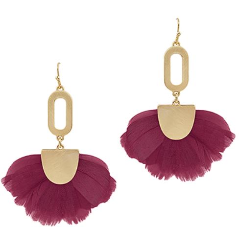 Feather Fan & Oval Earrings
