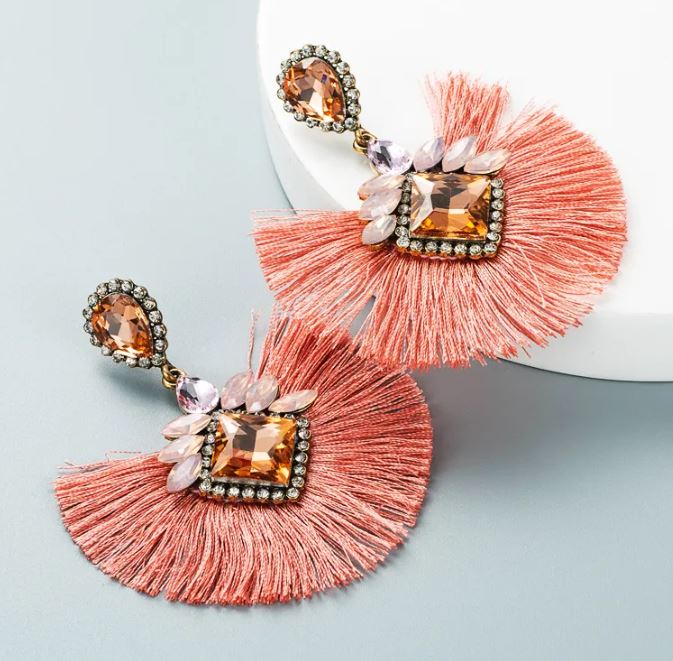 Rhinestone Fan Shaped Earrings