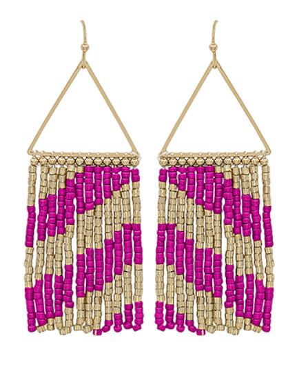 Triangle & Seed Bead Tassel Earrings