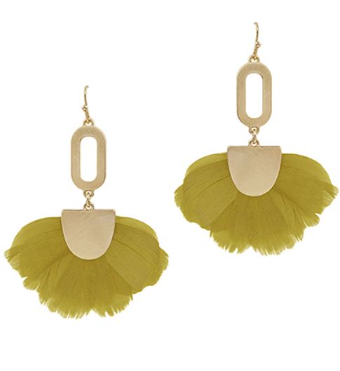 Feather Fan & Oval Earrings