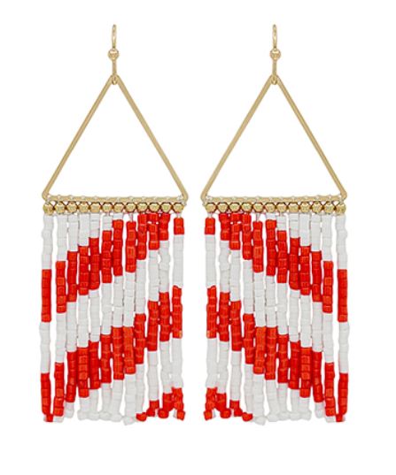 Triangle Seed Bead Tassel Earrings