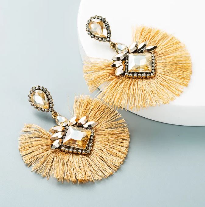Rhinestone Fan Shaped Earrings
