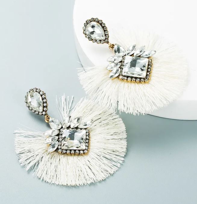 Rhinestone Fan Shaped Earrings
