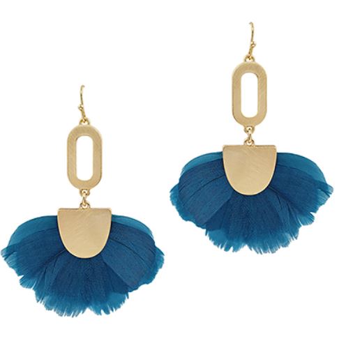 Feather Fan & Oval Earrings