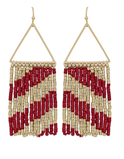 Triangle & Seed Bead Tassel Earrings