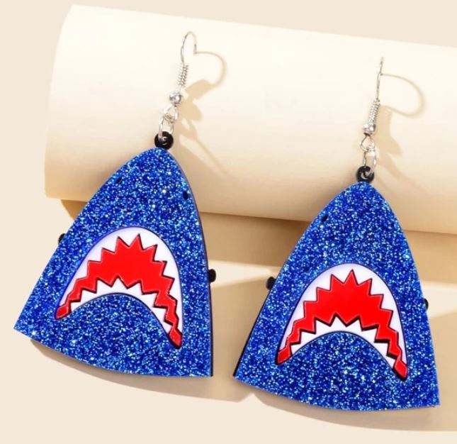 Glitter Shark Earrings