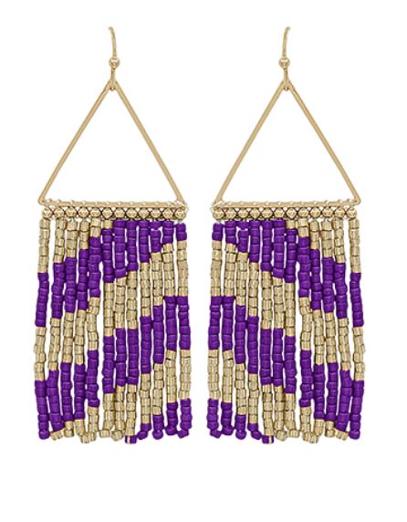 Triangle & Seed Bead Tassel Earrings
