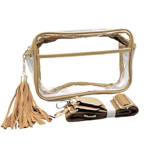 Color Trim Clear Rectangle Crossbody Bag