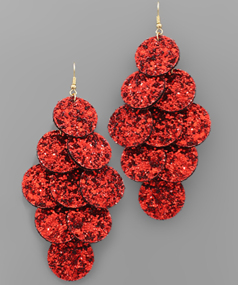 Glitter Disk Cascade Earrings