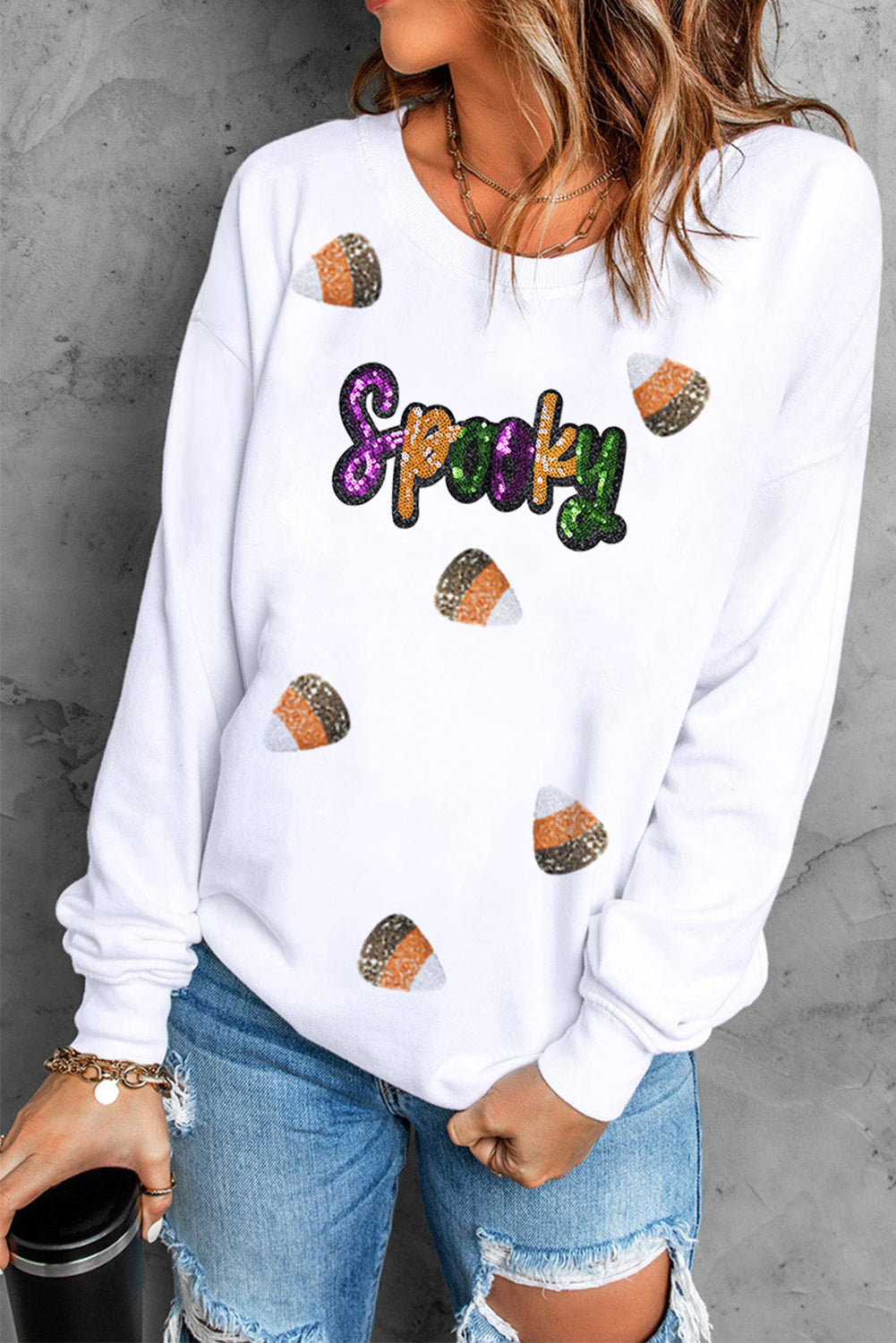 Spooky Halloween Sequins Sweatshirt