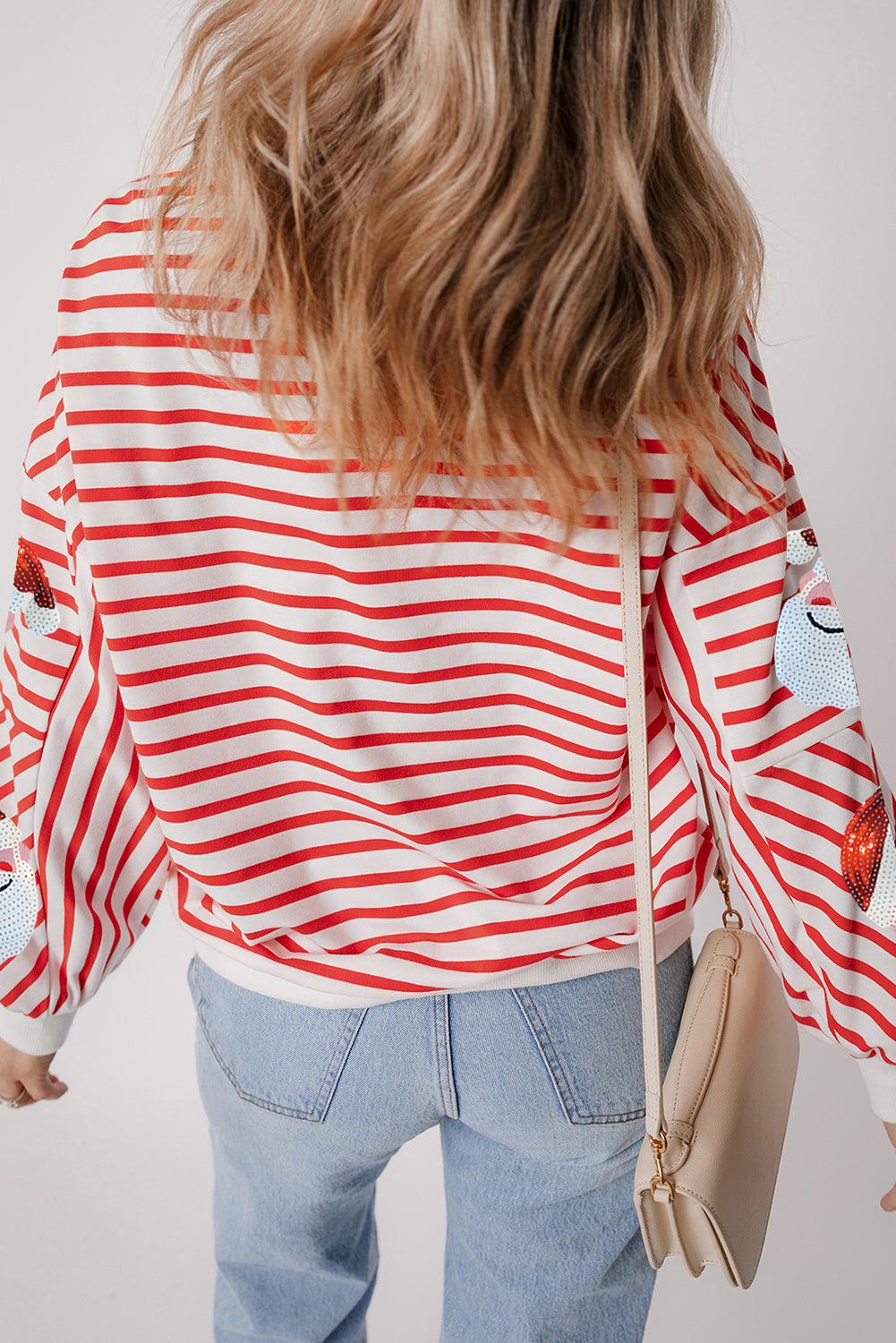 Stripe Sequin Santa Claus Sweatshirt