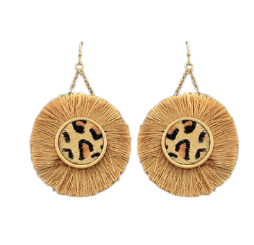 Animal Print Disc & Fan Earrings
